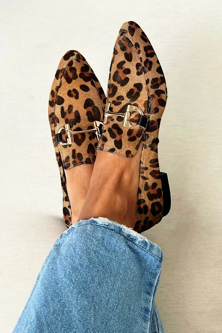 Gia - Eleganta Leopard-Mokasiner