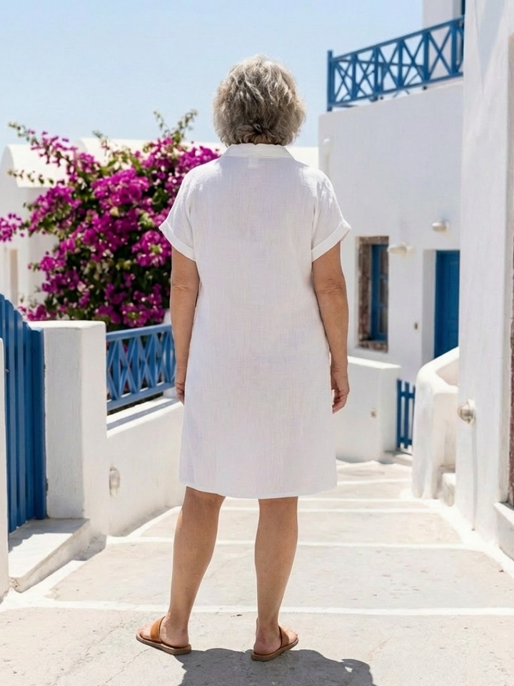 Helene | Kortärmad klänning med fickor, knälång