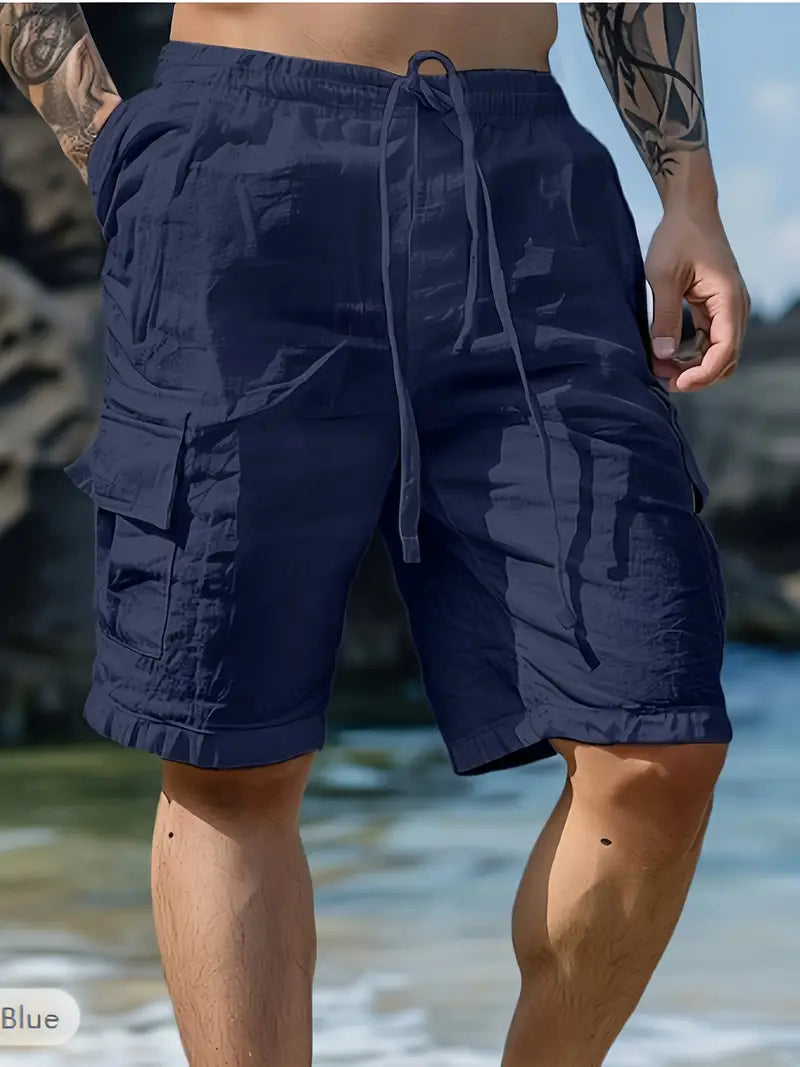 Michel | Kortandade andningsbara shorts med elastisk midja