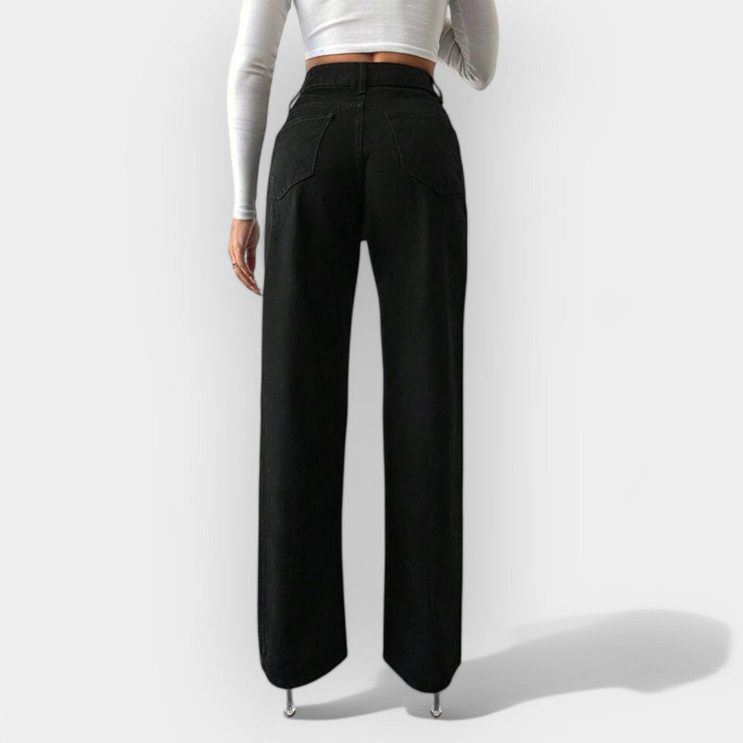 Högmidjade jeans med vida ben