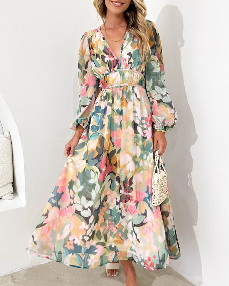 Sara | Kvinnlig Blommönstrad Klänning