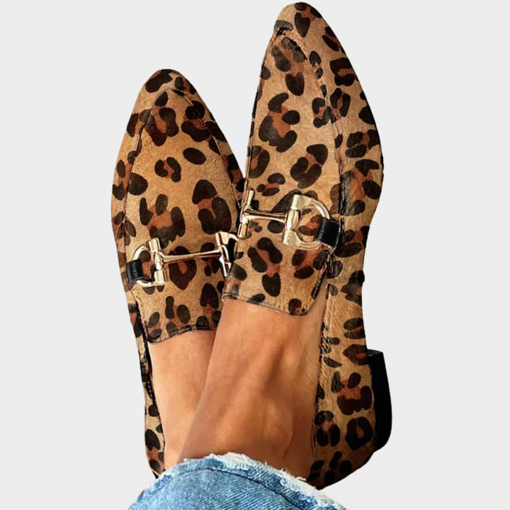 Gia - Eleganta Leopard-Mokasiner