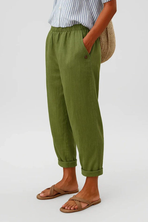 Romina™ Eviggrön Linne-Bomullsbyxor
