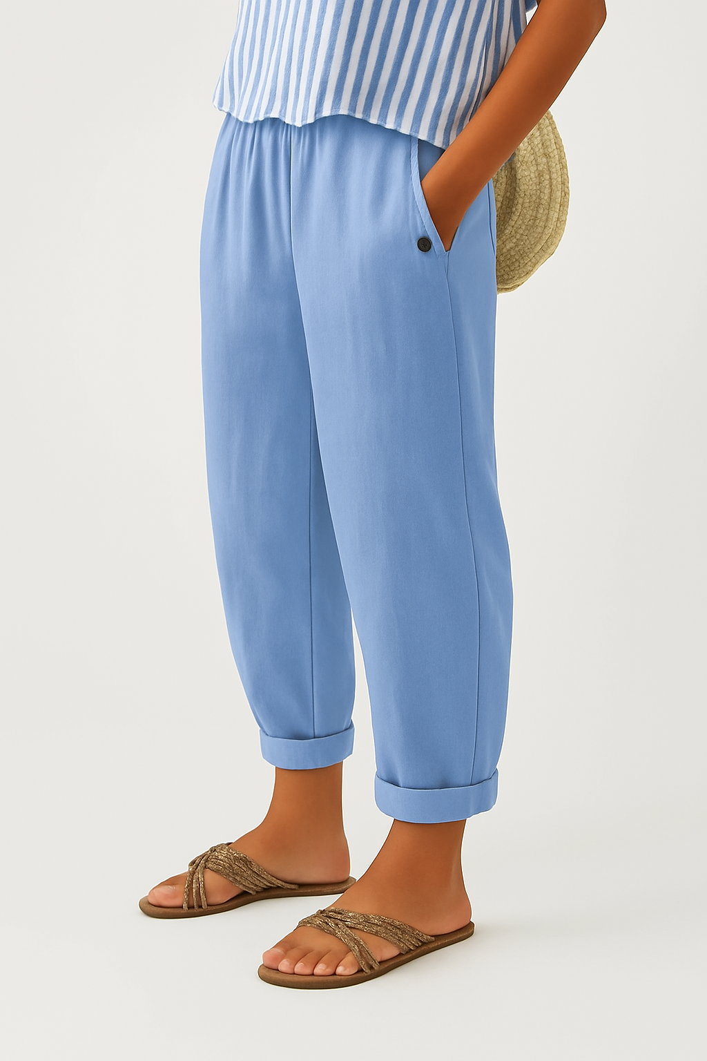 Romina™ Eviggrön Linne-Bomullsbyxor