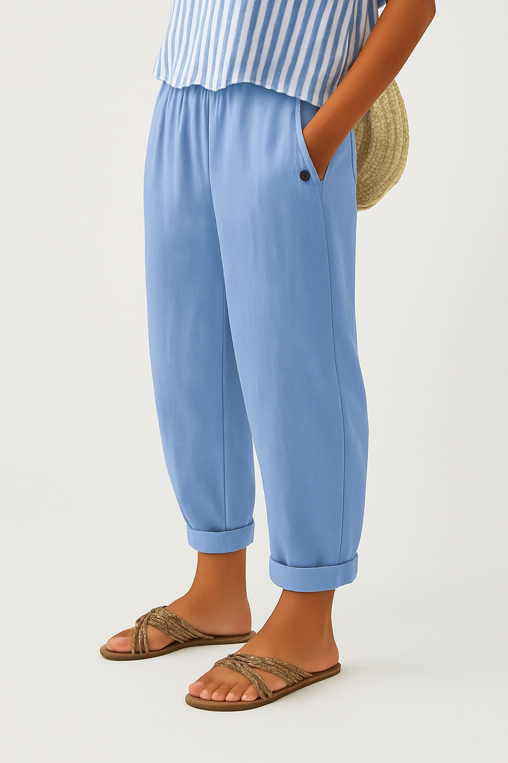Romina™ Eviggrön Linne-Bomullsbyxor