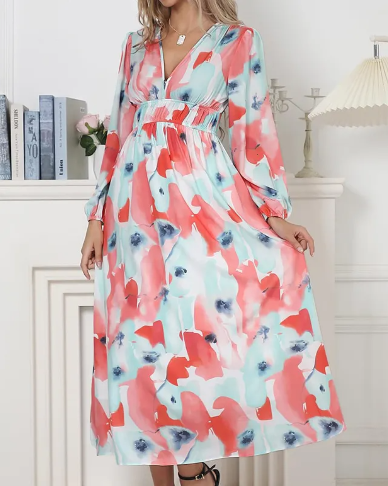 Sara | Kvinnlig Blommönstrad Klänning