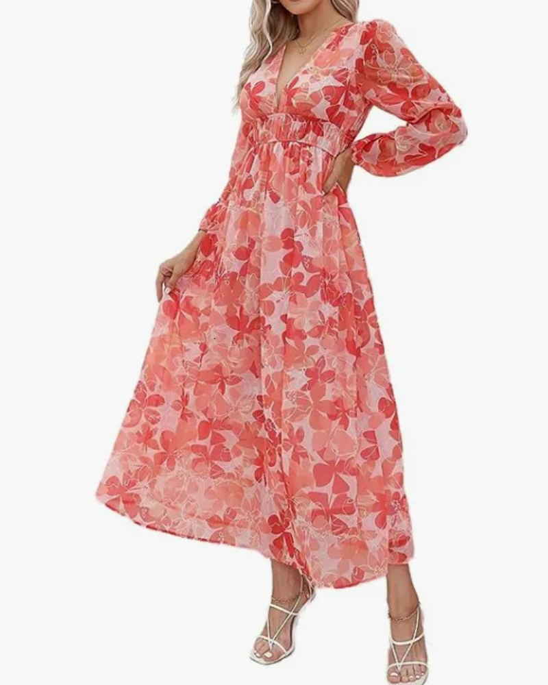 Sara | Kvinnlig Blommönstrad Klänning