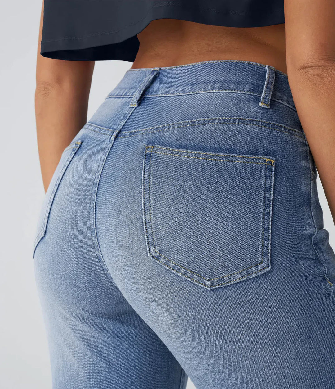 Karolína Eleganta Högmidjade Bekväma Elastiska Jeans