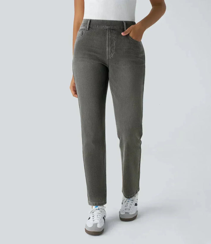 Karolína Eleganta Högmidjade Bekväma Elastiska Jeans