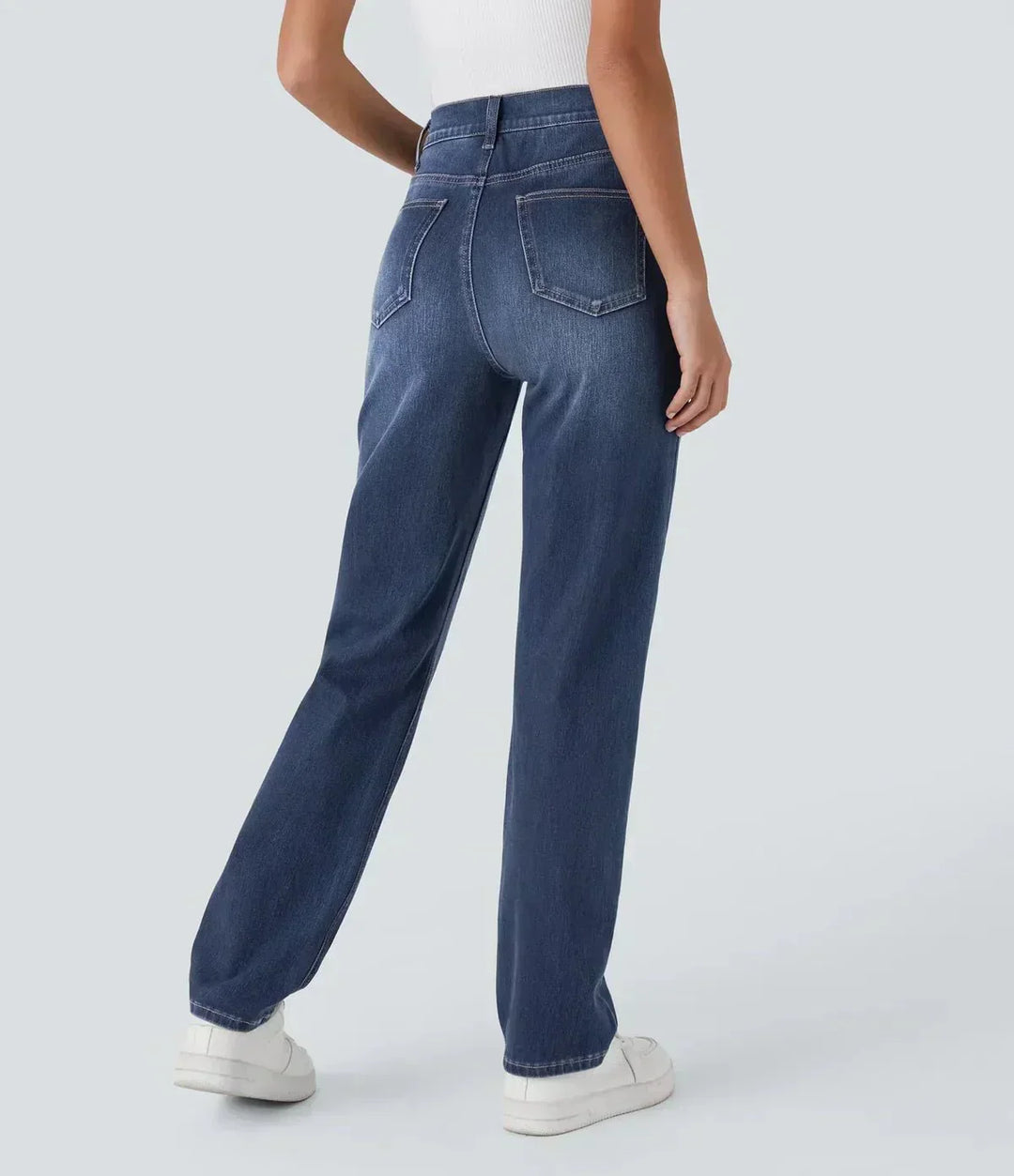 Karolína Eleganta Högmidjade Bekväma Elastiska Jeans