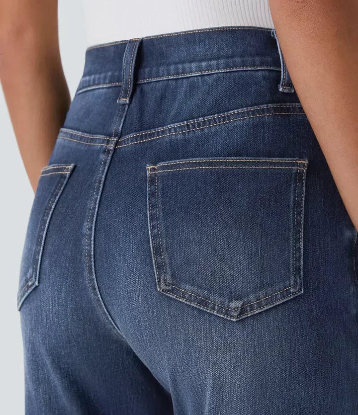Karolína Eleganta Högmidjade Bekväma Elastiska Jeans