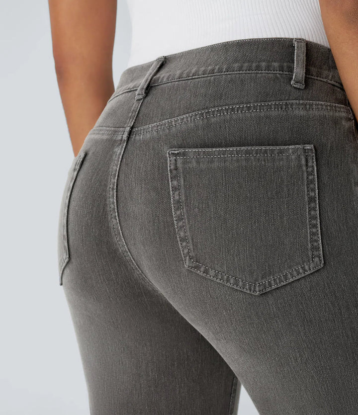 Karolína Eleganta Högmidjade Bekväma Elastiska Jeans