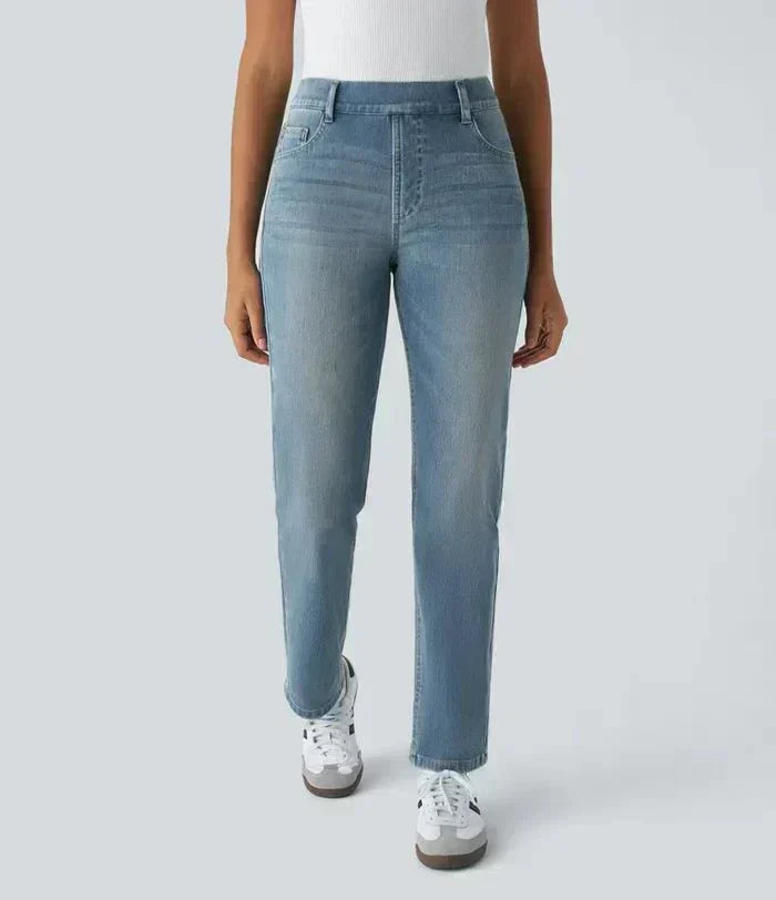 Karolína Eleganta Högmidjade Bekväma Elastiska Jeans