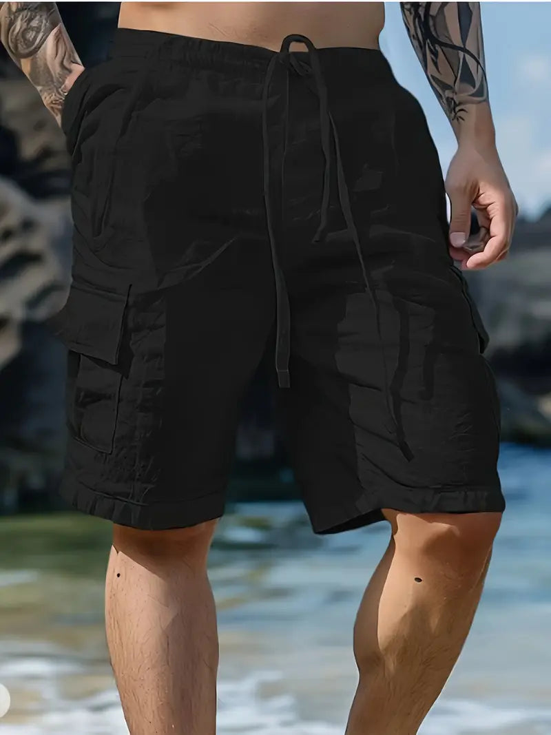 Michel | Kortandade andningsbara shorts med elastisk midja