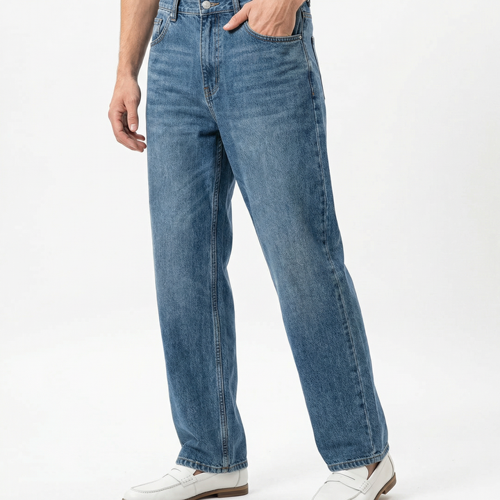 Högkvalitativa raka herrjeans i denim